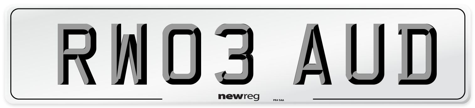 RW03 AUD Number Plate from New Reg